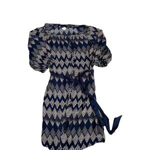 Edme & Esyllte Anthropologie Blue Geometric Dress Size 2 Boho